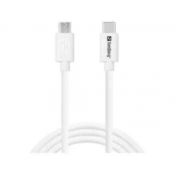 Sandberg USB-C>MicroUSB laadimiskaabel 1 m, 1 m, USB C, Micro-USB B, valge