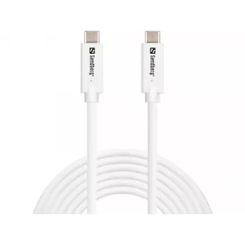 Sandberg USB-C>C USB 3.2 Gen2 100W, 3m, 3 m, USB C, USB C, USB 3.2 Gen 2 (3.1 Gen 2), 10 Gbit/s, Valge