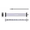 Manhattan USB-C dokk/jaotur kaardilugeja ja MST-ga, pordid (x7): Ethernet, HDMI (x2 4k@60Hz), USB-A (x3) ja USB-C, Power Delivery (PD) 100W – vajab välist USB-C laadijat (ei kuulu komplekti). USB-toitega (välist toiteallikat pole vaja), kui PD-d ei kasutata