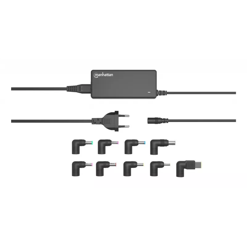 Manhattan Universaalne Sülearvuti/Laptop EL Toiteadapter, 65W, Automaatne 9 Pistikotsaga, Ühildub Enamiku Sülearvutitega, Ideaalne Asendustoiteallikas, EL Toitekaabel, Ühildub, Aga Mitte Ainult: Acer, Asus, Dell, Fujitsu, HP, Lenovo, Samsung, Toshiba Ja Palju Muud
