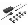 Manhattan Universaalne Sülearvuti/Laptop EL Toiteadapter, 65W, Automaatne 9 Pistikotsaga, Ühildub Enamiku Sülearvutitega, Ideaalne Asendustoiteallikas, EL Toitekaabel, Ühildub, Aga Mitte Ainult: Acer, Asus, Dell, Fujitsu, HP, Lenovo, Samsung, Toshiba Ja Palju Muud