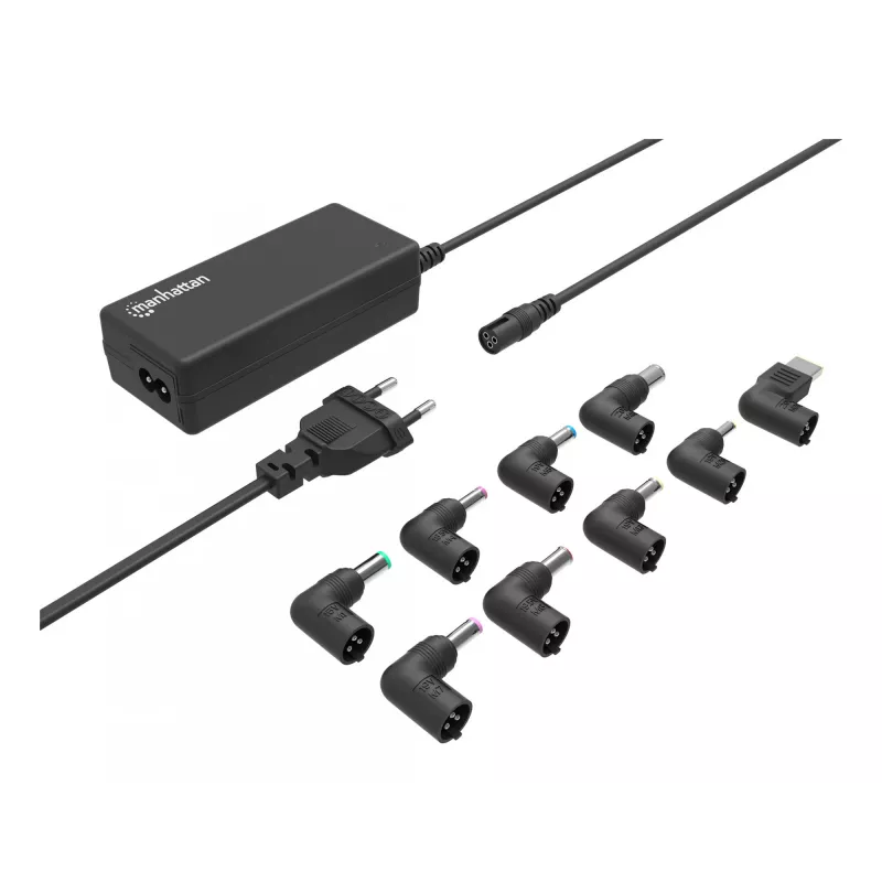 Manhattan Universaalne Sülearvuti/Laptop EL Toiteadapter, 65W, Automaatne 9 Pistikotsaga, Ühildub Enamiku Sülearvutitega, Ideaalne Asendustoiteallikas, EL Toitekaabel, Ühildub, Aga Mitte Ainult: Acer, Asus, Dell, Fujitsu, HP, Lenovo, Samsung, Toshiba Ja Palju Muud