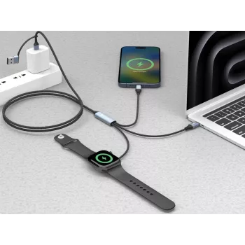 Sandberg 3in1 Travel Charge kaabel 100W, 1,2 m, USB A/USB C, Must