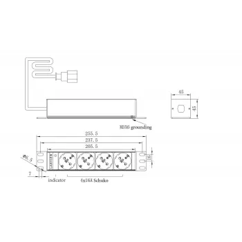 Rack PDU Lanview LVR-2MSCH-SCH-C13-4 — Lanview toitejaotusseade mudel LVR-2MSCH-SCH-C13-4