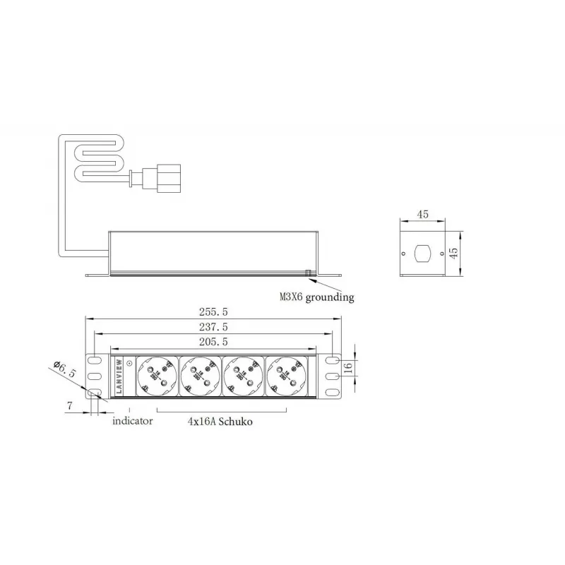 Rack PDU Lanview LVR-2MSCH-SCH-C13-4 — Lanview toitejaotusseade mudel LVR-2MSCH-SCH-C13-4