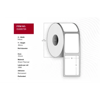 Termosiirde lint Capture 35000739-24ROLLS, 24 rulli, ühildub etiketiprinteritega