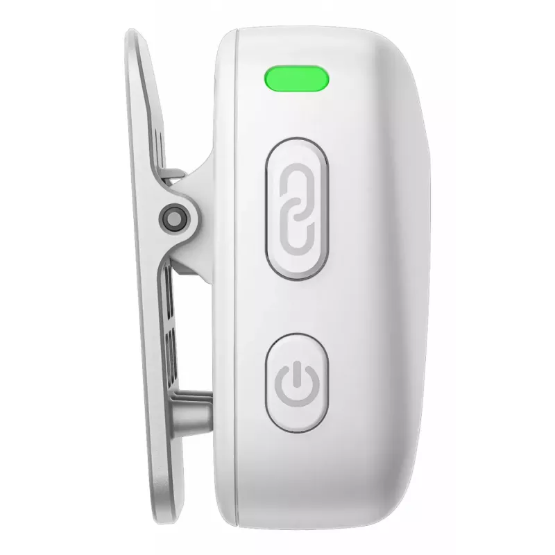 Juhtmeta kehamikrofoni saatja DJI CP.RN.00000430.01 — 100–20000 Hz, 3,87 V aku, kuni 11,5 h, valge, 26,1×26,6×16 mm