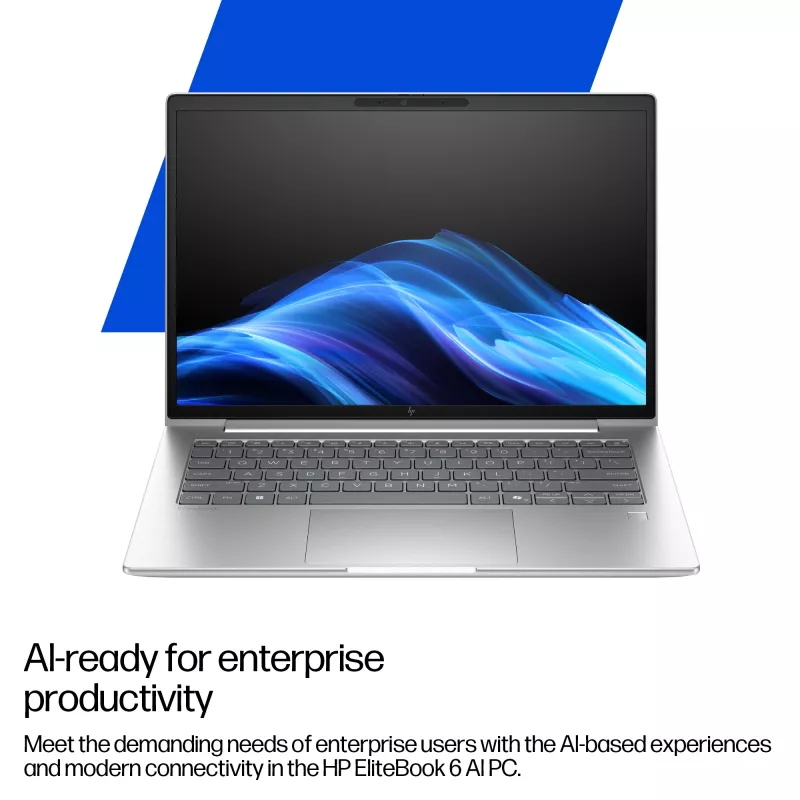 HP EliteBook 6 G1i AI Intel Core Ultra 5 225U sülearvuti 35,6 cm (14 tolli) WUXGA 24 GB DDR5-SDRAM Wi-Fi 7 (802.11be) Windows 11 Pro AI PC hõbedane