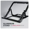 Axagon STND-LAB alumiiniumist statiiv sülearvutitele suuruses 10 inch–17,3 inch. Kaheksa reguleeritavat kõrgust ja nurka. Must versioon.