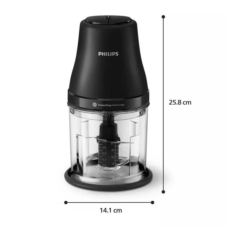 Elektriline köögihakkija Philips HR1501/00 1 L 450 W Must 5000 RPM plastiknõu roostevabast terasest tera 220-240V 50-60Hz