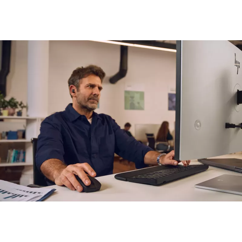 HP Multi-device USB/Bluetooth PR585C klaviatuuri ja hiire komplekt randmetoega, must, hiir kaasas
