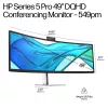 HP Series 5 Pro 49-tolline DQHD konverentsimonitor - 549pm, 124,5 cm (49 tolli), 5120 x 1440 pikslit, Dual QHD, LCD, 5 ms, must