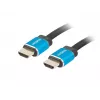 HDMI-kaabel LANBERG CA-HDMI-P20CU-0010-BK 1 m, HDMI tüüp A isane-isane, HDMI 2.0, 18 Gbit/s, ARC, kullatud kontaktid, must/sinine