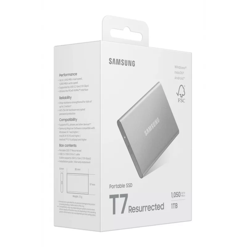 Samsung MU-PD1T0G/WW väline pooljuhtketas 1 TB USB USB-C 3.2 Gen 2 (3.1 Gen 2) hõbedane