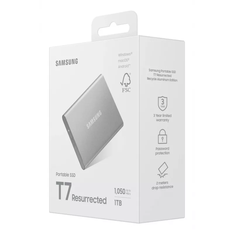 Samsung MU-PD1T0G/WW väline pooljuhtketas 1 TB USB USB-C 3.2 Gen 2 (3.1 Gen 2) hõbedane