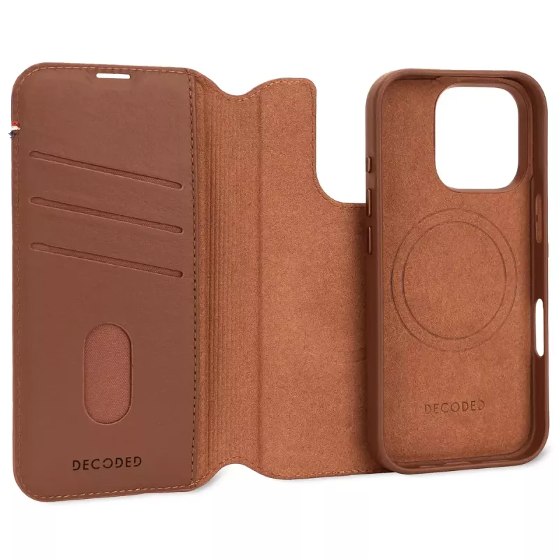 Rahakotiga ümbris Decoded iPhone 16 Pro Max Brown 3 kaarditaskuga