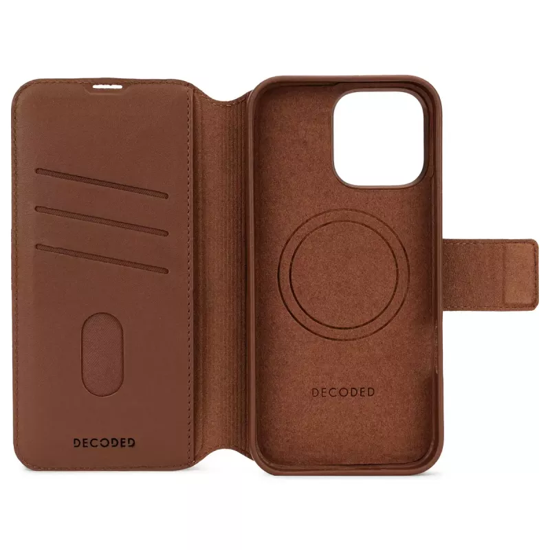 Rahakotiga ümbris Decoded iPhone 16 Pro Max Brown 3 kaarditaskuga