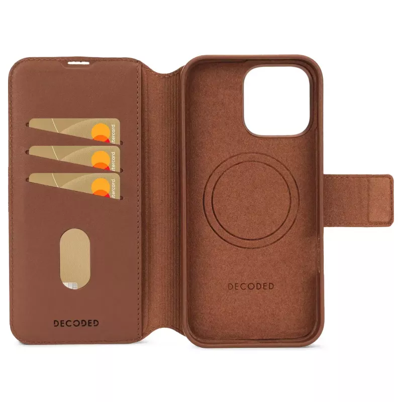 Rahakotiga ümbris Decoded iPhone 16 Pro Max Brown 3 kaarditaskuga