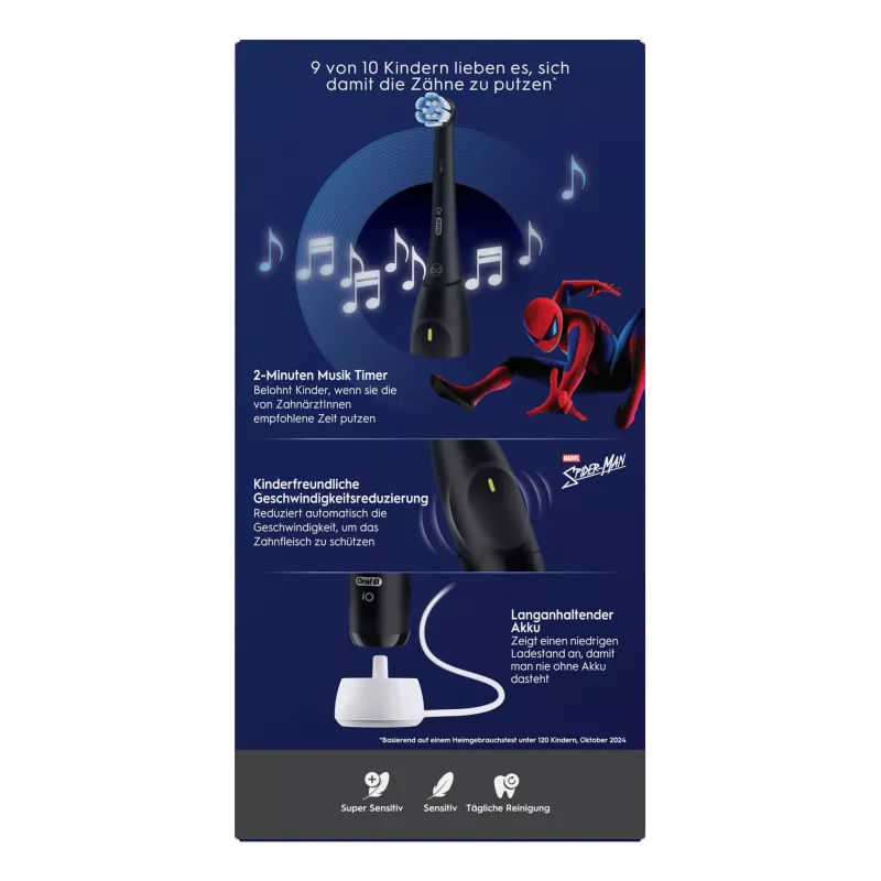 Oral-B iO Kids Spiderman laste pöörlev hambahari Must