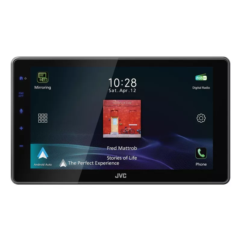 2-DIN JVC KW-M795DBW auto multimeediumivastuvõtja, 9-tolline mahtuvuslik puutetundlik ekraan, 200 W, WiFi kaheribaline, Bluetooth, DAB+/FM/AM