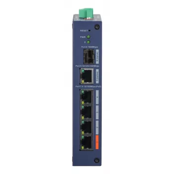 Hallatav tööstuslik lüliti DAHUA CHS4106-4ET-60 — 6 pordiga, 4x PoE 10/100, L2, 4,8 Gbit/s, 8000 MAC