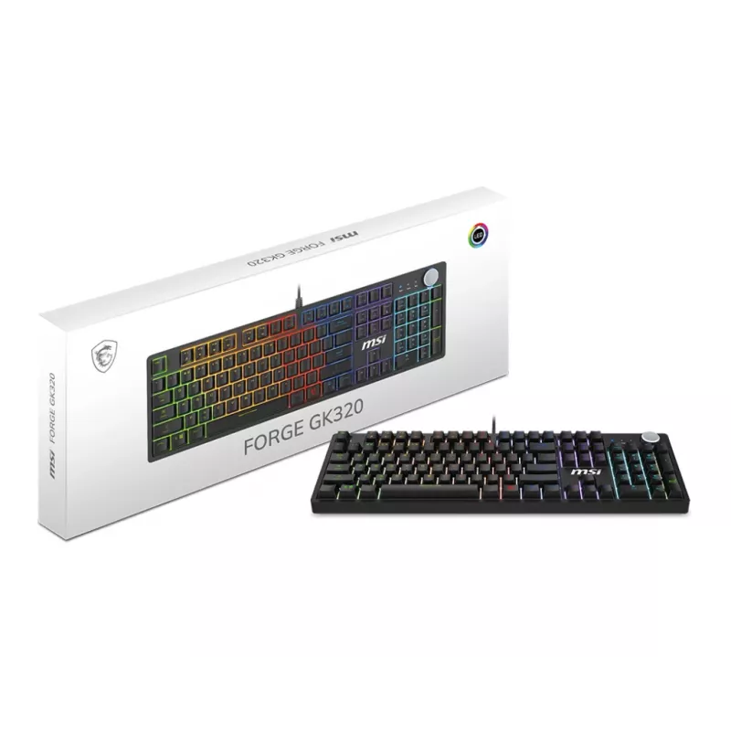 MSI FORGE GK320 RED klaviatuur Mängimine USB QWERTY US International Must