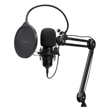 Podcast-mikrofon TRUST GXT 270 Emita II+ — kondensaator-USB, juhtmega, metallkorpus, must, 2,5 m kaabel