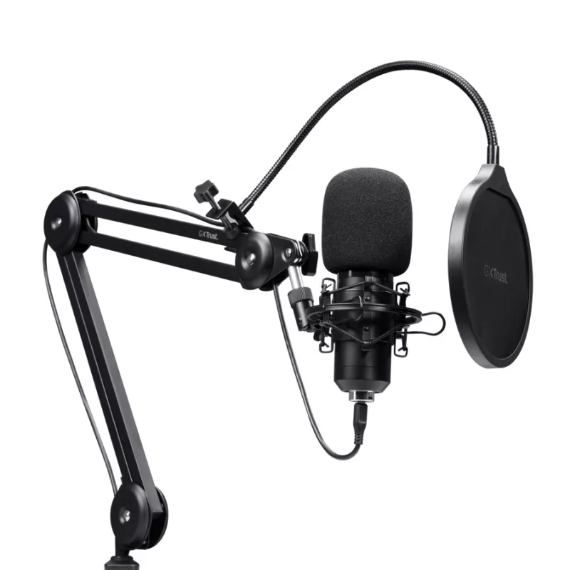Podcast-mikrofon TRUST GXT 270 Emita II+ — kondensaator-USB, juhtmega, metallkorpus, must, 2,5 m kaabel
