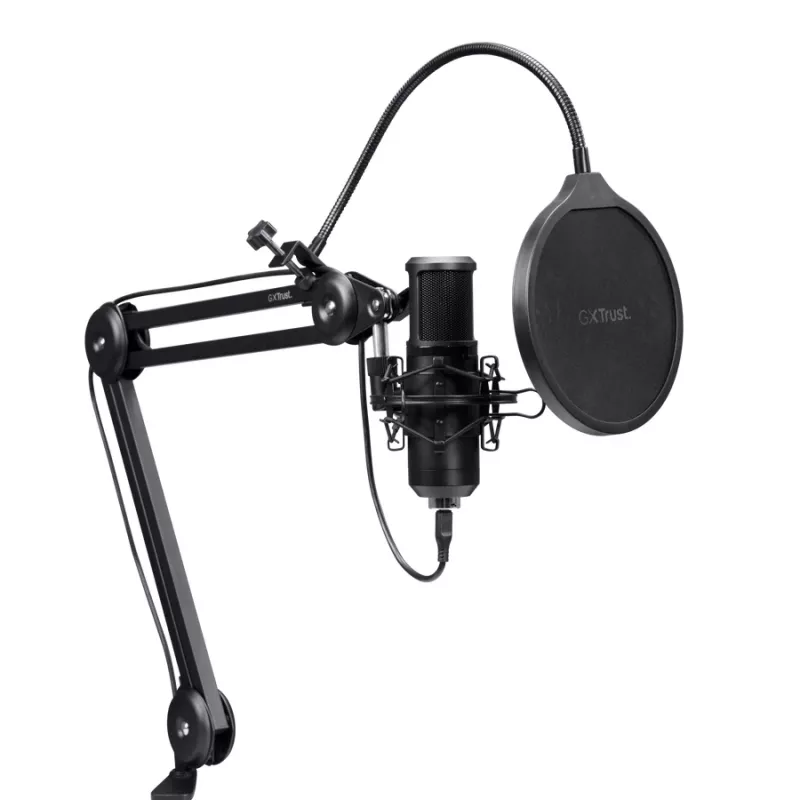 Podcast-mikrofon TRUST GXT 270 Emita II+ — kondensaator-USB, juhtmega, metallkorpus, must, 2,5 m kaabel