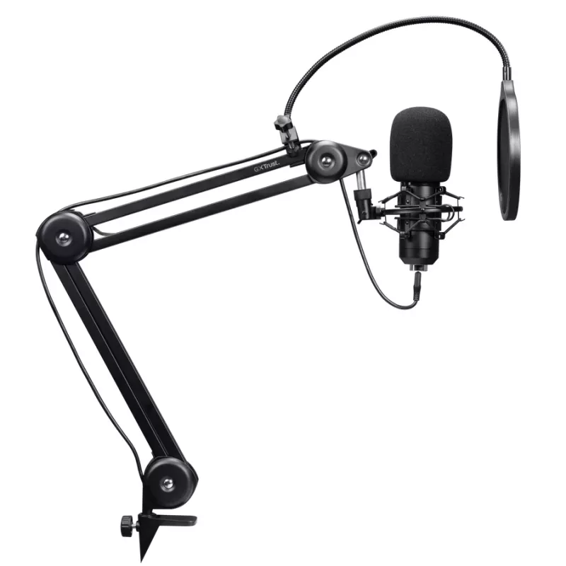 Podcast-mikrofon TRUST GXT 270 Emita II+ — kondensaator-USB, juhtmega, metallkorpus, must, 2,5 m kaabel