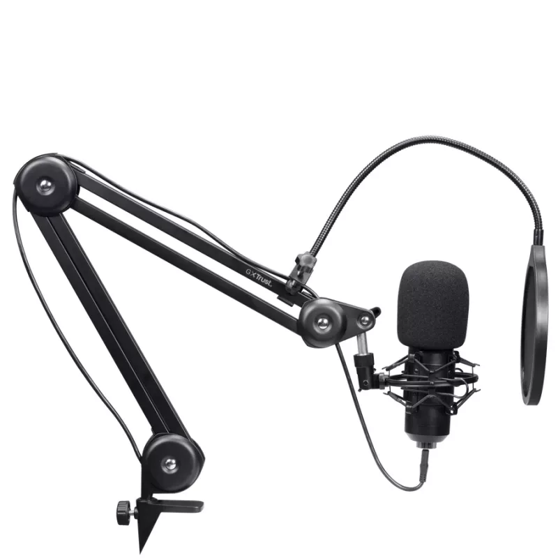 Podcast-mikrofon TRUST GXT 270 Emita II+ — kondensaator-USB, juhtmega, metallkorpus, must, 2,5 m kaabel