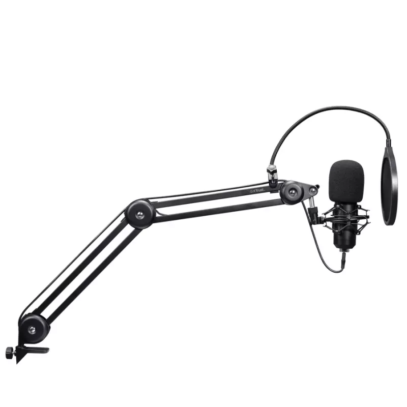 Podcast-mikrofon TRUST GXT 270 Emita II+ — kondensaator-USB, juhtmega, metallkorpus, must, 2,5 m kaabel