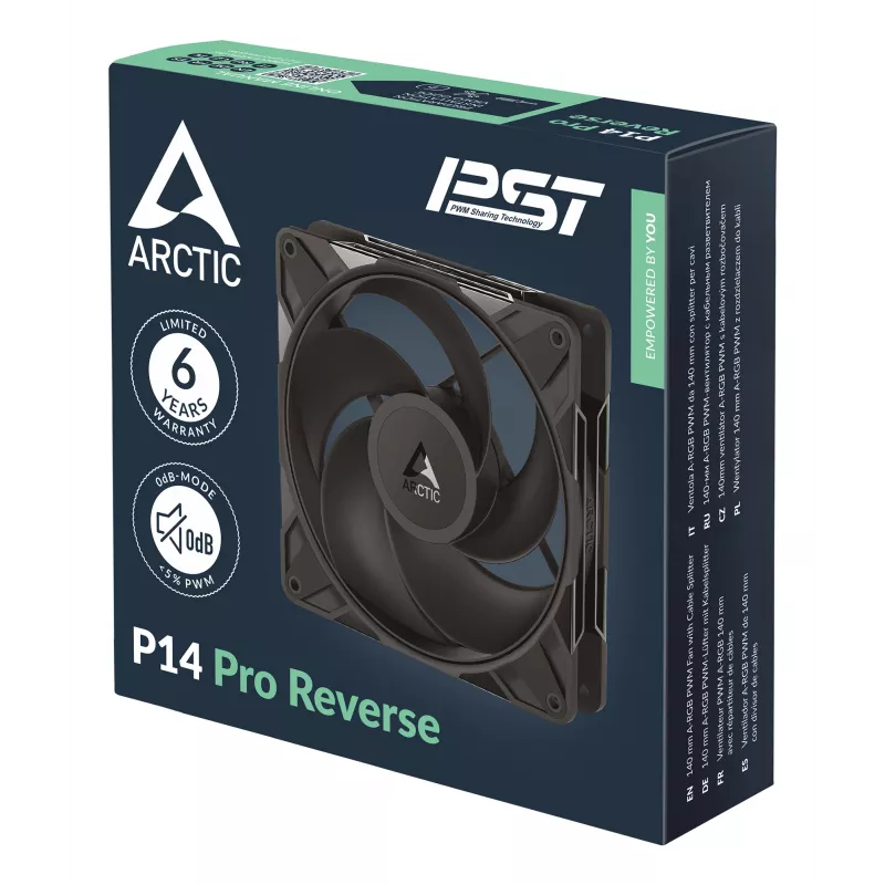 ARCTIC Freezer P14 Pro Reverse - 3 tk - 140 mm A-RGB PWM ventilaator kaablijahuriga