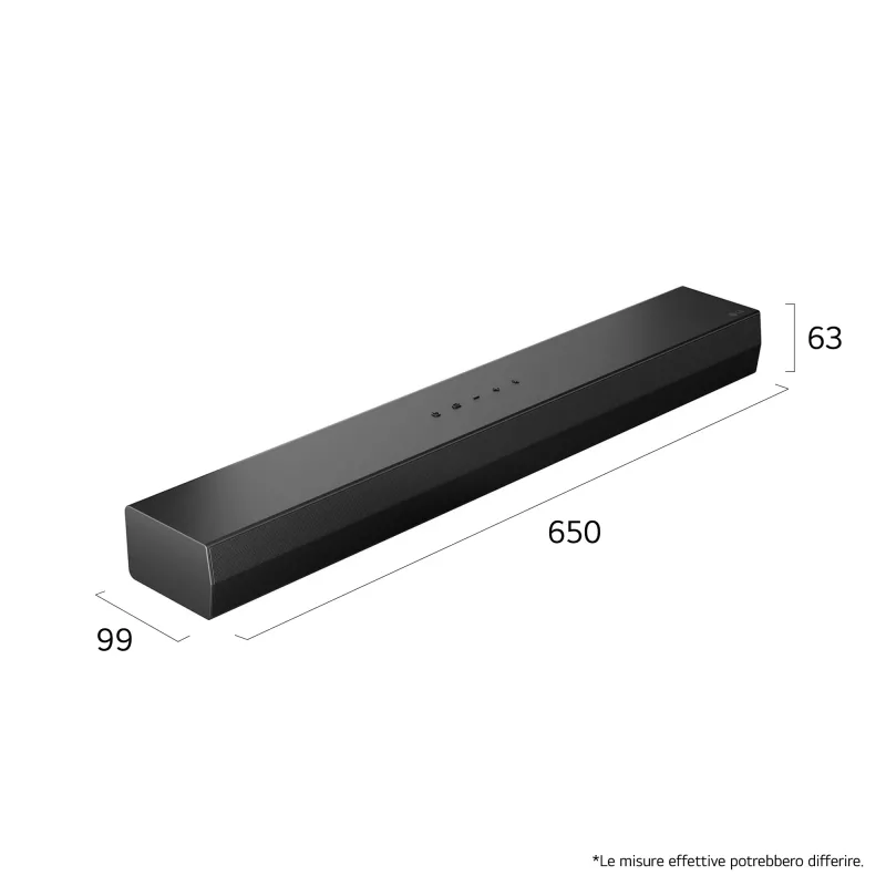 Soundbar LG S20A 2.0 kanalit, 50 W, Bluetooth SBC/AAC, juhtmega ja juhtmevaba, must, 650×99×63 mm