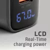 Seinilaadija AXAGON ACU-PQ67D, 67W, USB-C PD3.0 + USB-A QC4+, 2 väljundit, LCD-ekraan, 100–240V