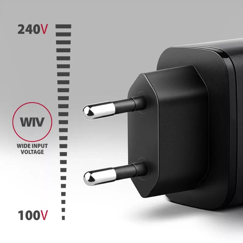 Seinilaadija AXAGON ACU-PQ67D, 67W, USB-C PD3.0 + USB-A QC4+, 2 väljundit, LCD-ekraan, 100–240V