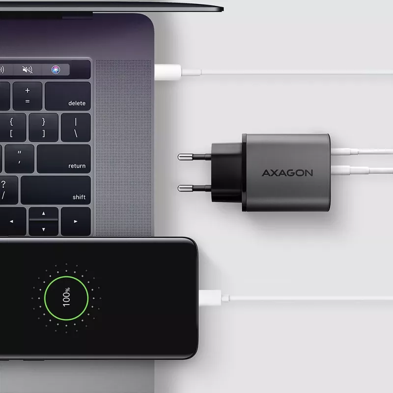 Seinilaadija AXAGON ACU-PQ67D, 67W, USB-C PD3.0 + USB-A QC4+, 2 väljundit, LCD-ekraan, 100–240V