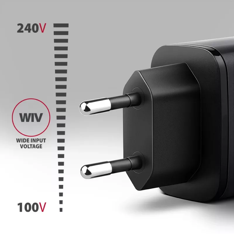 Seinakaasaskantav AXAGON ACU-PQ67, 67W, PD3.0 + QC4+, 1x USB-C + 1x USB-A, 100–240V, hall/must