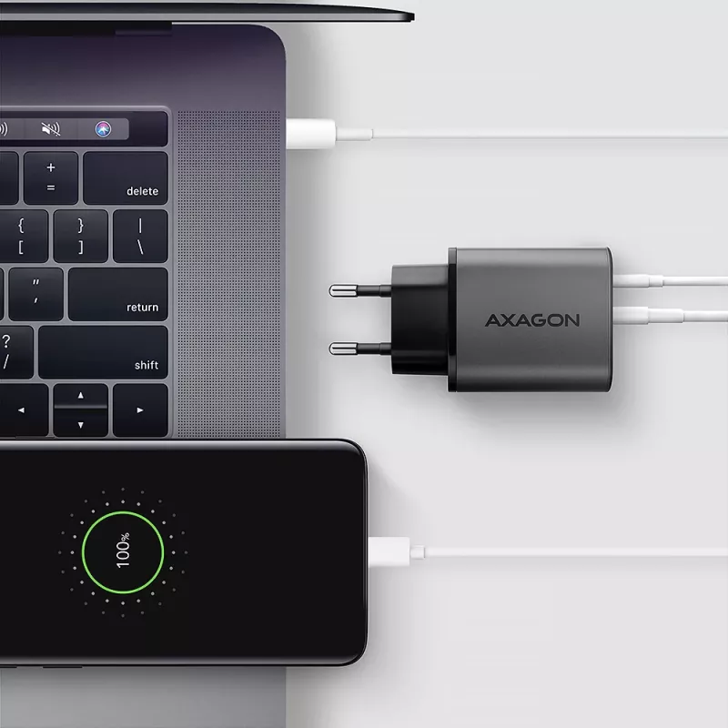 Seinakaasaskantav AXAGON ACU-PQ67, 67W, PD3.0 + QC4+, 1x USB-C + 1x USB-A, 100–240V, hall/must