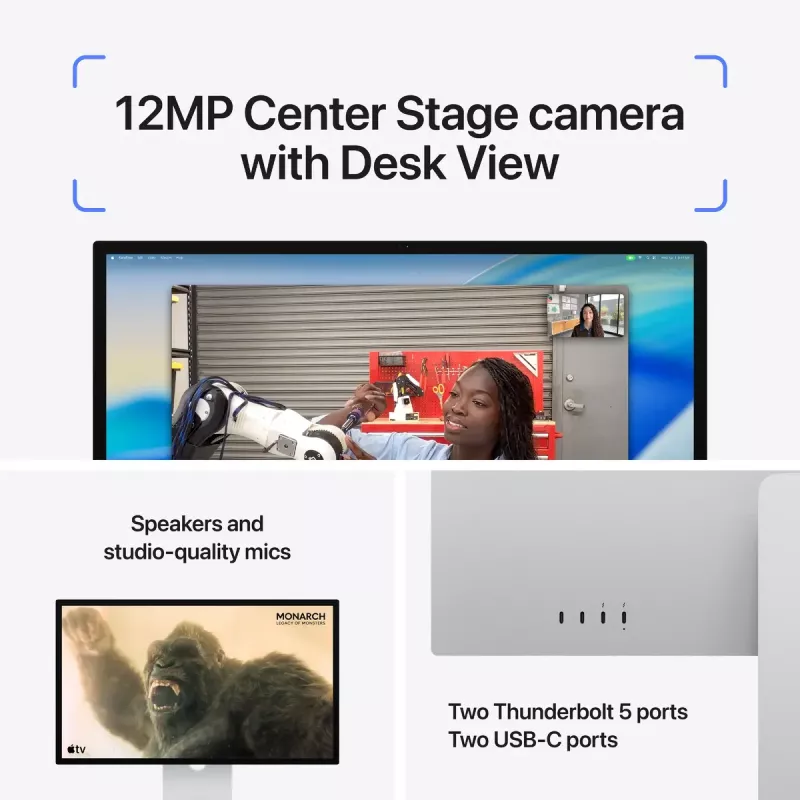 Monitor Apple Studio Display 27 tolli 5K (5120×2880) LED, standardklaas, VESA kinnitus, hõbedane
