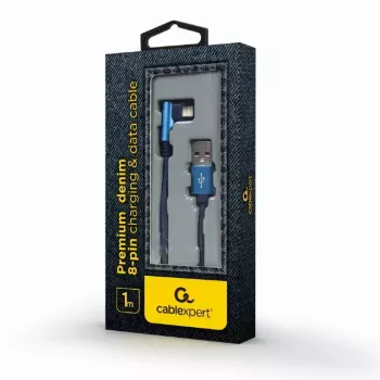 USB 2.0 andmekaabel Gembird CC-USB2J-AMLML-1M-BL — USB A kuni Micro-USB B/Lightning, 1 m, sinine/must