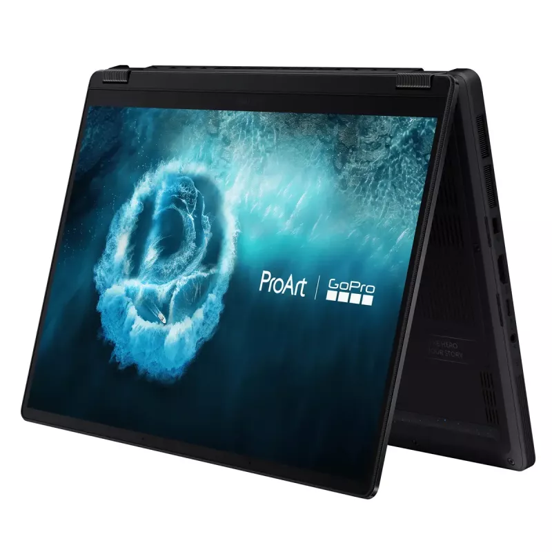 Convertible 2-in-1 sülearvuti ASUS ProArt PX13 HN7306EAC GoPro Edition — AMD Ryzen AI Max+ 395, 3 GHz, 13,3-tolline 3K puuteekraan, 128 GB LPDDR5x, 1 TB SSD, Windows 11 Pro, must