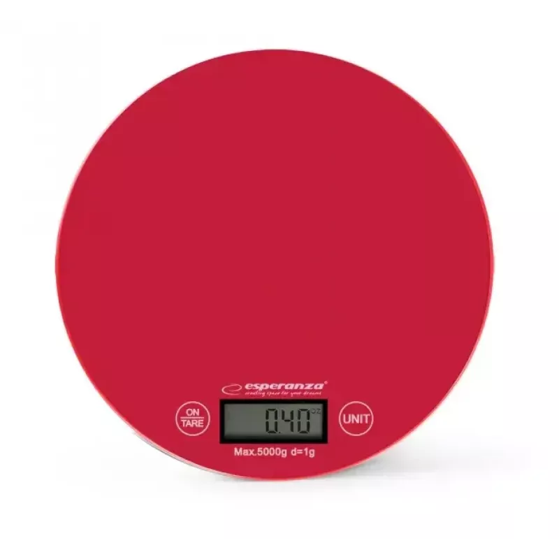 Elektrooniline köögikaal ESPERANZA EKS003R — 5 kg mahutavus, taara, g/lb/oz, punane