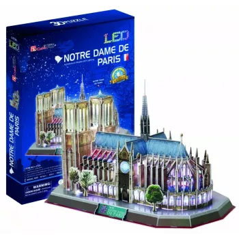 3D pusle CubicFun Notre Dame (Light) — mudel DA-20509, kerge valgustatud versioon