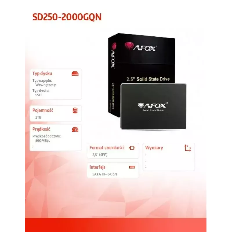 SSD ketas AFOX 2TB 2,5-tolline SATA SD250-2000GQN
