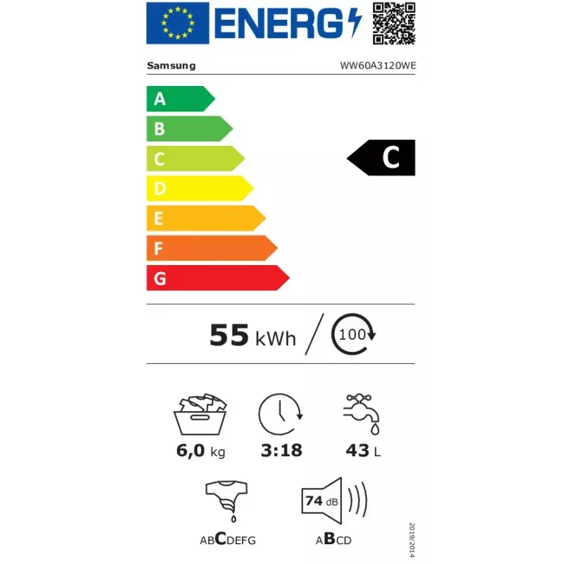 Samsung WW60A3120WE pesumasin eestlaadimisega 6 kg 1200 p/min valge