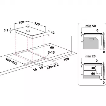Whirlpool WRD 6030 B Must sisseehitatav 30 cm keraamiline pliit 2 tsooniga