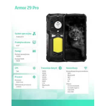 Nutitelefon UleFone Armor 29 Pro 5G 16/512GB must, vastupidav 5G, 16GB RAM, 512GB salvestusruum