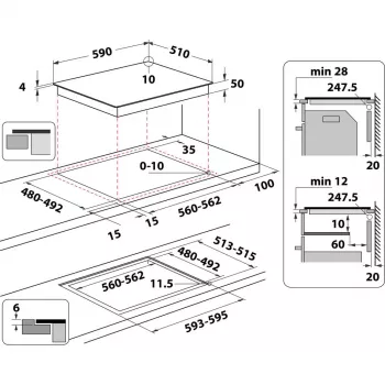 Whirlpool WLB6860NE/S Hõbedane Sisseehitatud Tsooninduktsioonpliit 4 tsooni