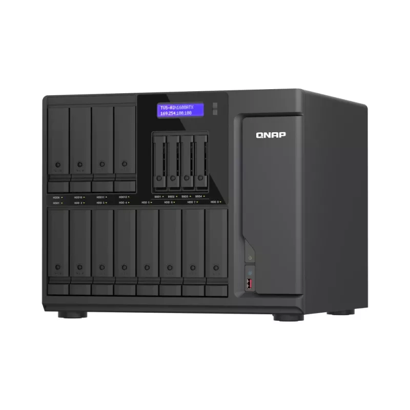 QNAP TVS-AIH1688ATX-U7-32G NAS/storage server Tornkorpuses 32 GB DDR5 0 TB QuTS hero Black
